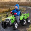 12V Electric Tractor with Trailer for Kids, Remote-Controlled Ride-On Vehicle