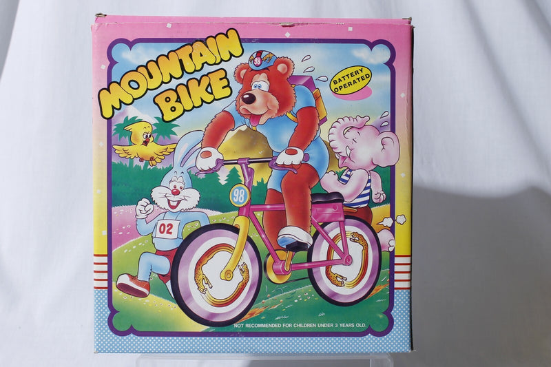 Battery Operated Bear Riding Mountain Bike Toy with Cheetah Wheels