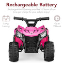 6V Hot Pink Kids ATV Quad 4-Wheeler Toy Car with Treaded Tires and Push-Button Feature