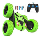Green Double-Sided RC Stunt Car with Headlights for Kids Aged 6–12