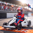 Qaba 24V Dual Motor Electric Drift Go Kart for Children, White