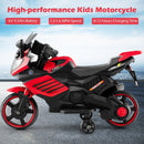 Red 6V Kids Motorcycle with Training Wheels, Horn, Music, and Headlight for Ages 3+