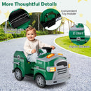 12V Green Fire Truck Ride-On Toy Car for Toddlers with Shovel and Wrench