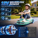Qaba Light Blue Electric Wiggle Car with Adjustable Steering Wheel and Pull Handle