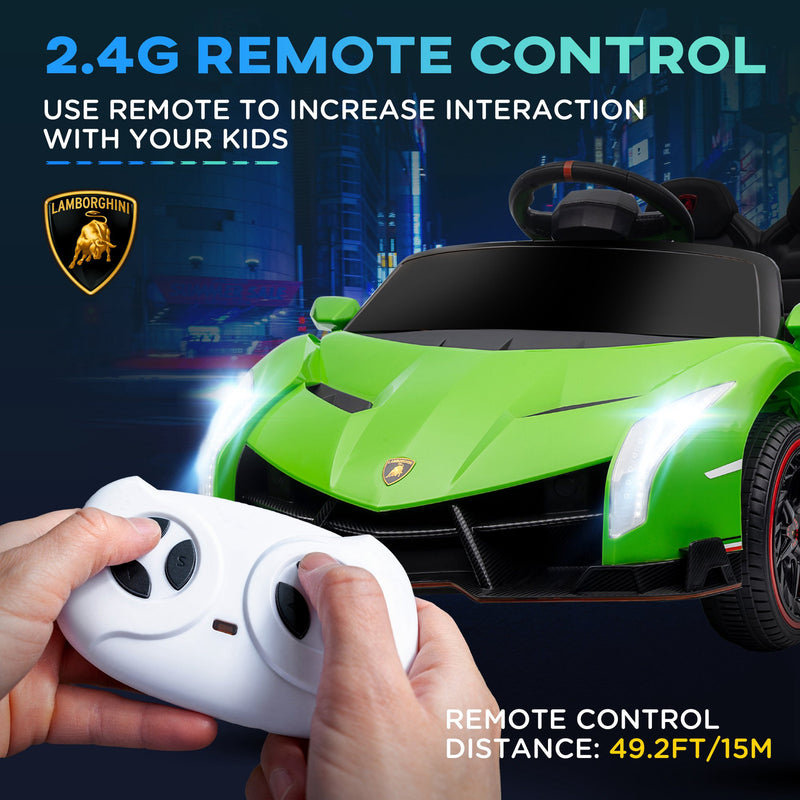 Licensed Lamborghini Veneno Kids Ride-On Car with Bluetooth Green