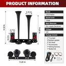 12V Dual-Trumpet Metal Air Horn with Integrated Dual Compressors for Trucks