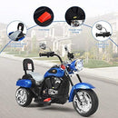 Blue 6V Ride-On Chopper Motorcycle for Kids with Horn and Headlight