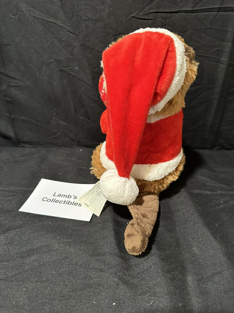 Holiday Animated Singing Beaver Christmas Deluxe Figurine