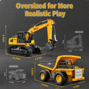 Metal Remote Control Excavator and Dump Truck Toy Set with 2.4GHz Technology