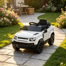 White 12V Electric Ride-On Car for Kids with Remote Control and Lights