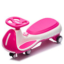 12V Electric Wiggle Car for Kids with Bluetooth Music - Pink, 5MPH Max Speed