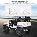 12V White Ride-On Truck for Kids with Remote Control, MP3 Music, and LED Lights