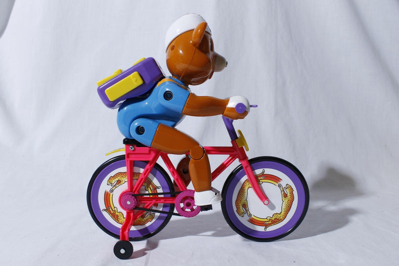 Battery Operated Bear Riding Mountain Bike Toy with Cheetah Wheels