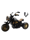 Electric Dual Drive 3-Wheel Ride-On Motorcycle for Kids with LED Lights - Black