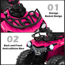 12V Electric Pink ATV Quad for Kids with 2 Speed Settings, MP3 Player & Headlights