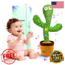Interactive Dancing Cactus Toy with Voice Repetition, LED Lights, and Adjustable Volume - 13 inches