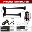 12V Dual Trumpet Metal Train Horn Kit for Trucks with Dual Air Compressors