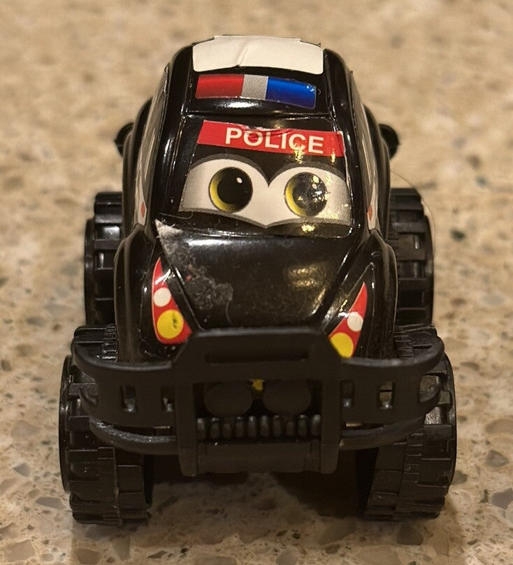Set of 2 Micro Pull-Back Cars 2-Inch – Yellow SUV Racer & Black Police Car