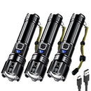 AKNEAR 99000 Lumens Rechargeable LED Flashlight Set with USB-C Zoom Function