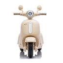 Beige 12V Electric Scooter for Kids 3-6 with Backrest and Bluetooth Music