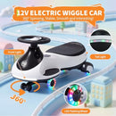 Rechargeable 2-in-1 White Wiggle Car with Pedal for Kids