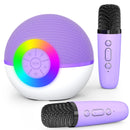 Mgaolo Compact Karaoke System for All Ages, Wireless Bluetooth Purple with Dual Microphones