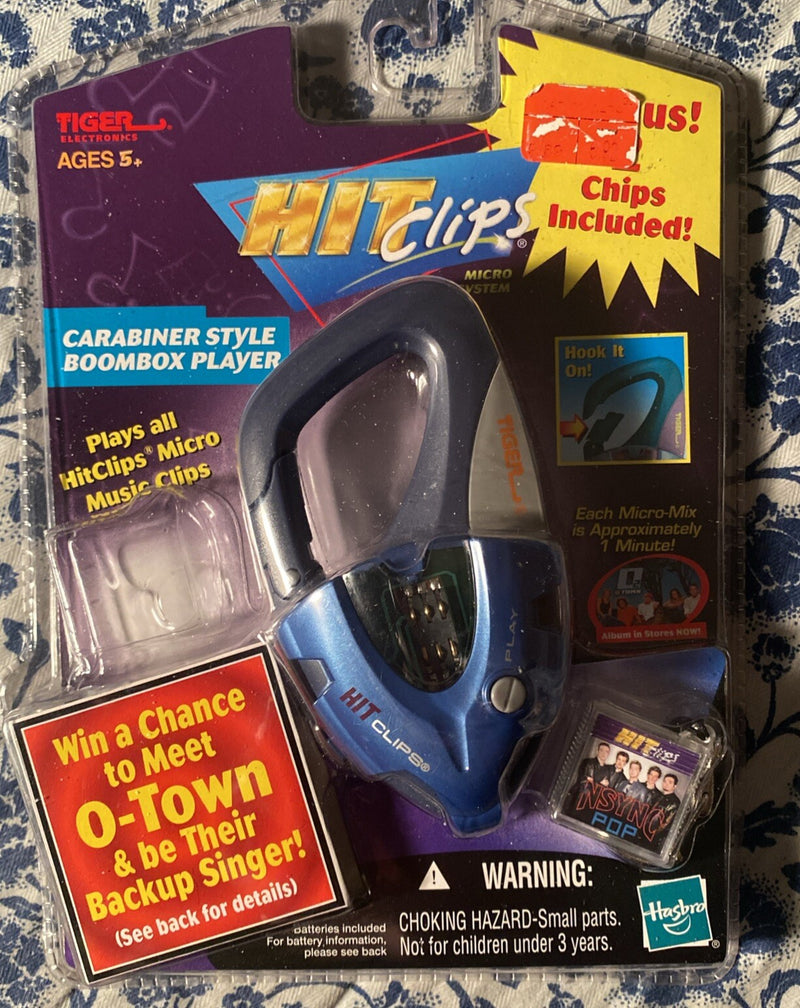 Y2K Vintage Pop Boombox Music Player with Carabiner and Tiger Electronics Design