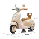Beige 12V Electric 3-Wheel Scooter for Kids with Bluetooth and LED Lights, Ages 3-6