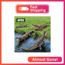 THINKBAY Set of 4 Alligator and Crocodile Figurines with Articulated Jaws