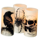 Battery-Operated Halloween Skull Flameless Candles with 6-Hour Timer - Set of 3