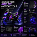 3-Wheel Battery-Powered Kids Ride-On Motorcycle with Lights