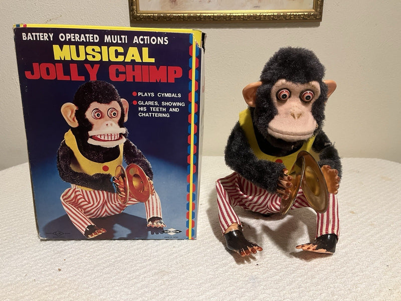 Vintage Working Musical Clapping Cymbal Monkey Toy with Original Box