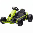 24V Kids Drift Go Kart, Green, with Speed Up to 8.1 MPH