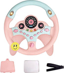 Pink Backseat Car Steering Wheel Toy with Lights and Music for Kids