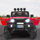 12V Red Kids Ride-On Truck with LED Lights, Music, and Spring Suspension