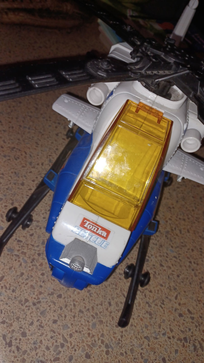 Working Blue Rescue Helicopter Toy with Power Winch, Sounds, and Lights