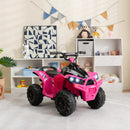 Pink 12V Electric Ride-on ATV for Kids with Bright Headlights and Music