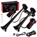 12V Dual Trumpet Metal Train Horn Kit for Trucks with Dual Air Compressors