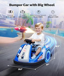 Electric Blue Toddler Bumper Car with Large Wheels and 2.2 Mph Speed