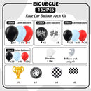 Race Car Balloon Arch Set - 162 Pieces with Trophies, Flags, Tires, Checkered Patterns, and Wheels