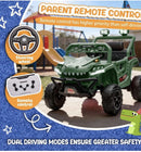 Dinosaur Green 12V Kids Ride-On UTV with Parent Remote and Bluetooth