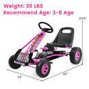 Honeyjoy Pink Pedal Go Kart for Kids with Adjustable Seat and Four Wheels