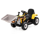Electric Yellow Ride-On Excavator Digger with Remote Control and Digging Bucket for Kids