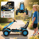 Blue Kids Pedal Go Kart with Adjustable Seat and EVA Wheels for Ages 3 to 8