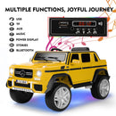 JOYLDIAS Yellow 12V Electric Truck Toy for Kids with LED Lights, Music, and Remote Control