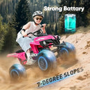 Pink 24V Heavy-Duty 4WD Iron-Frame ATV for Big Kids - 2 Seater