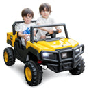 24V Remote-Controlled Dump Truck with Dump Bed, Shovel, Music, and Soft Start