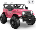 12V Electric Pink Ride-On Car for Toddlers with Realistic Truck Design