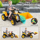 12V Electric Ride-On Excavator with Bluetooth Music, Lights, and Remote Control in Yellow