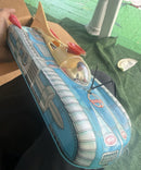 1950’s Tin Litho Spacecraft Space Toy w/ Astronaut / missing battery plate